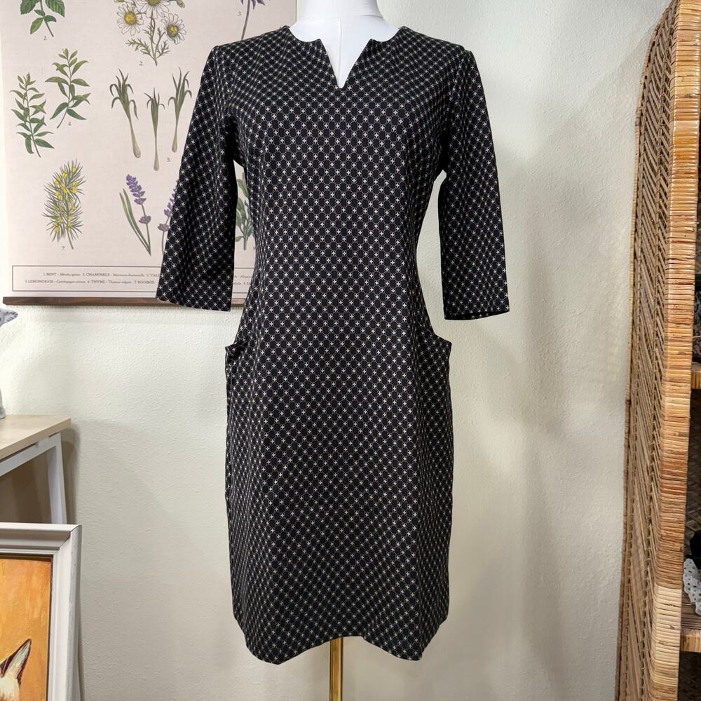 J. McLaughlin Print Stretch Dress Classic Elevated Basics Quiet Luxury Career S